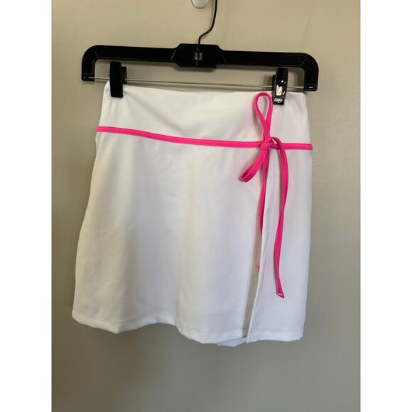 Beach Riot Winnie Wrap Front Skirt in Strawberry White/Pink SZ S - Picture 5 of 10